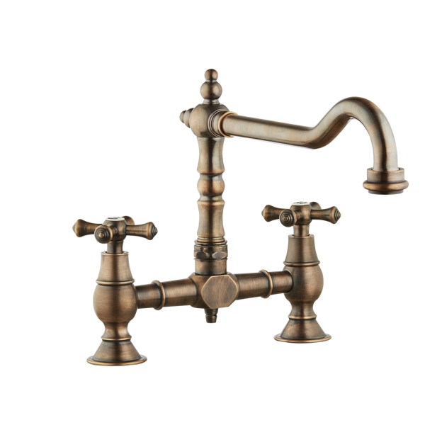 Brunel - Old English Bridge Kitchen Sink Mixer - Metal Levers