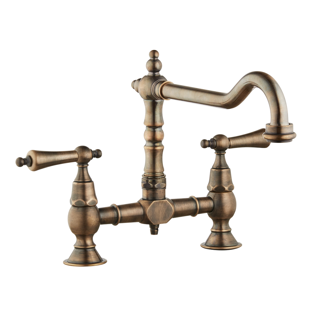 Brunel - Old English Bridge Kitchen Sink Mixer - Metal Levers