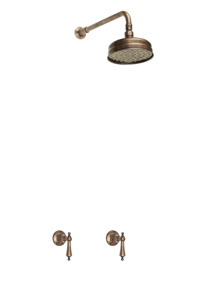 Heritage Bathroom Wall Tap Shower System - Porcelain Levers