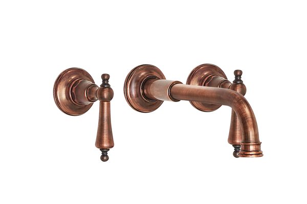 Art Deco Basin Three Hole Set - Cross Handles