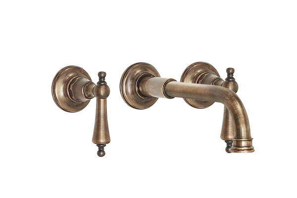 Art Deco Basin Three Hole Set - Cross Handles