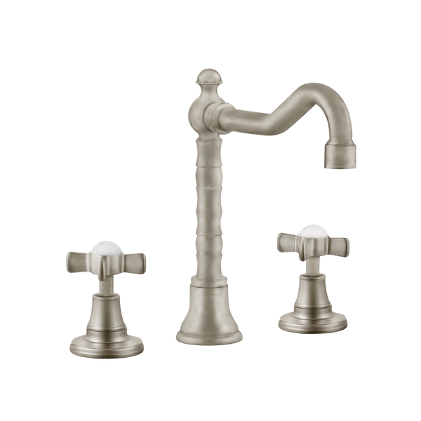 Art Deco Bathroom Taps - Low Level Spout - Cross Handles