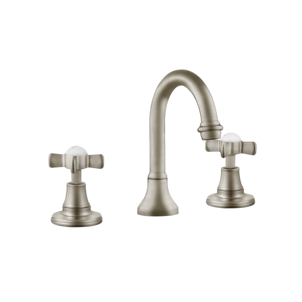 Art Deco Bathroom Taps - Low Level Spout - Cross Handles