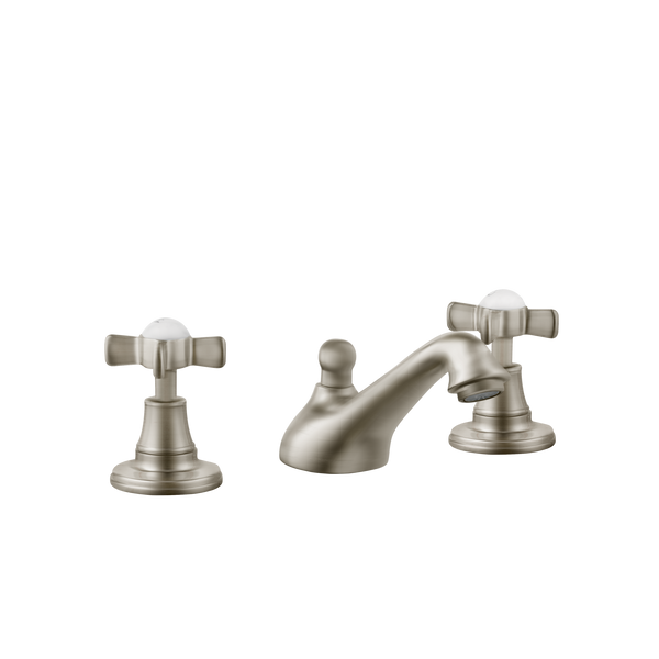 Art Deco Bathroom Taps - Low Level Spout - Cross Handles