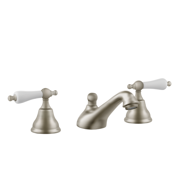 Art Deco Bathroom Taps - Low Level Spout - Cross Handles