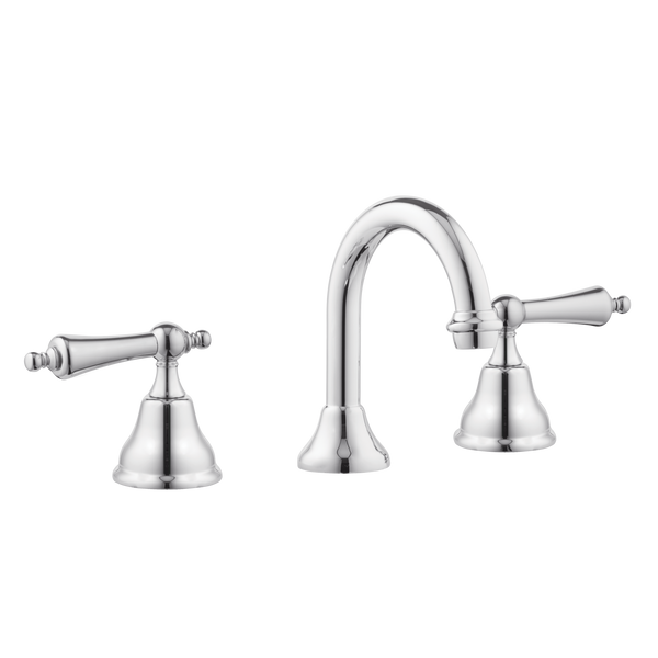 Art Deco Bathroom Taps - Low Level Spout - Porcelain Levers