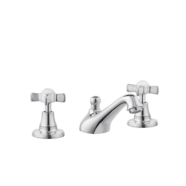 Art Deco Bathroom Taps - Low Level Spout - Cross Handles