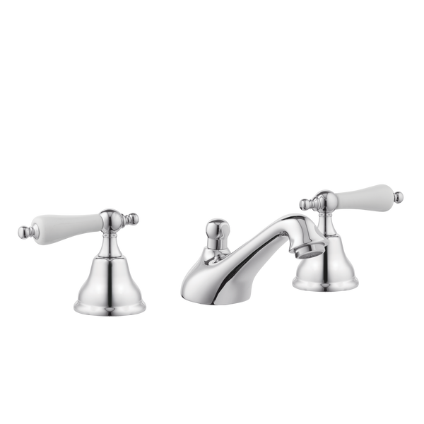 Art Deco Bathroom Taps - Low Level Spout - Cross Handles