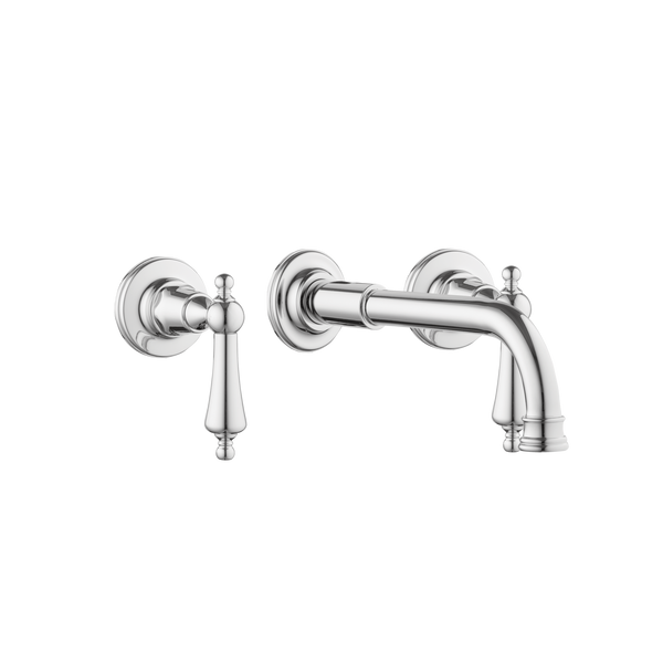 Art Deco Basin Three Hole Set - Cross Handles