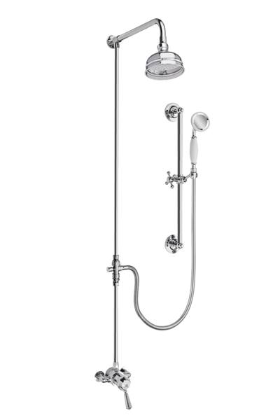 Heritage Shower System Arm Rose Diverter & Flexible Kit - Porcelain Lever