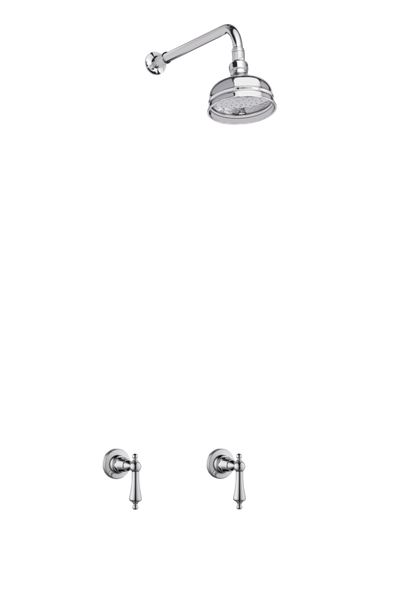 Heritage Bathroom Wall Tap Shower System - Porcelain Levers