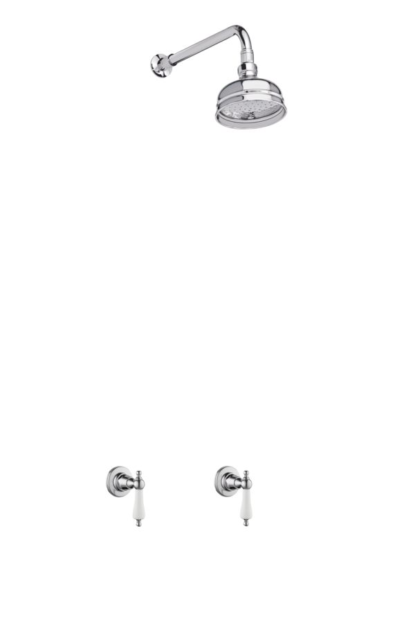 Heritage Bathroom Wall Tap Shower System - Metal Levers