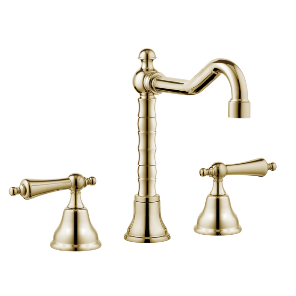 Art Deco Bathroom Taps - Low Level Spout - Cross Handles