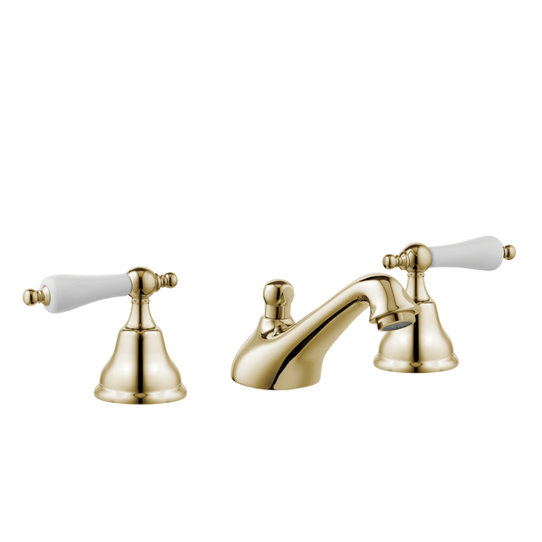 Art Deco Bathroom Taps - Low Level Spout - Cross Handles