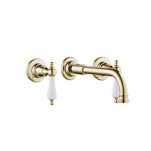 Art Deco Basin Three Hole Set - Cross Handles