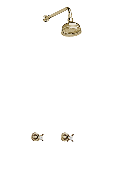 Heritage Bathroom Wall Tap Shower System - Metal Levers