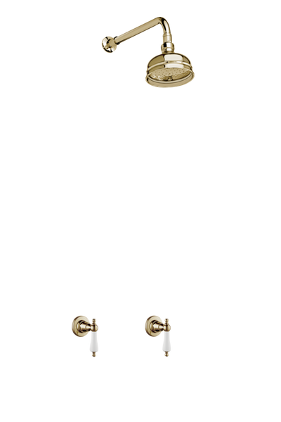 Heritage Bathroom Wall Tap Shower System - Cross Handles