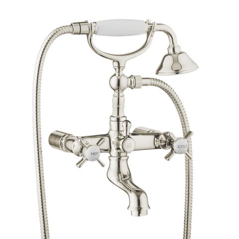 Traditional Bath Shower Mixer - Wall Mounted Cross Handles
