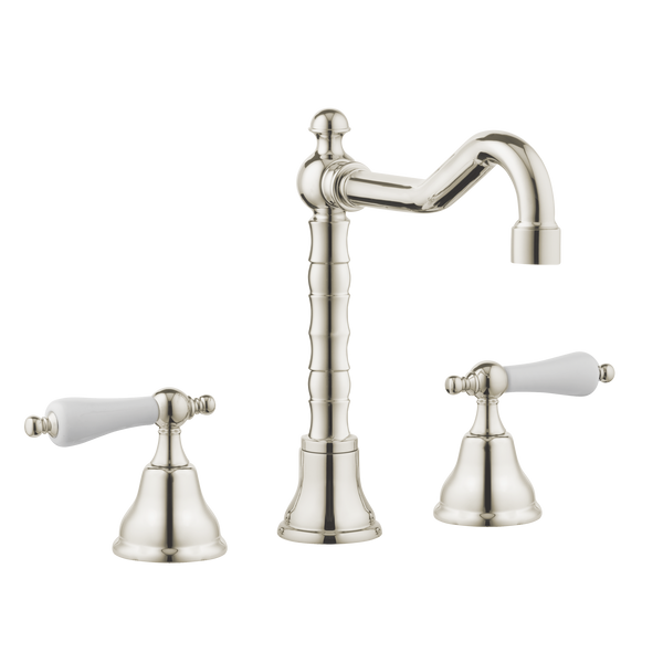 Art Deco Bathroom Taps - Low Level Spout - Cross Handles