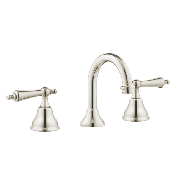 Art Deco Bathroom Taps - Low Level Spout - Porcelain Levers