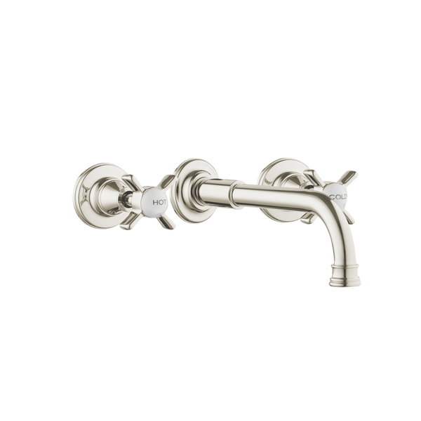 Art Deco Basin Three Hole Set - Cross Handles