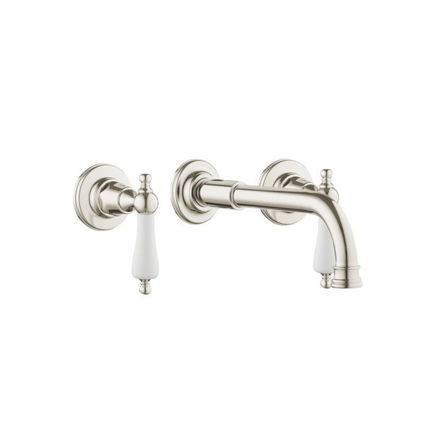 Art Deco Basin Three Hole Set - Cross Handles
