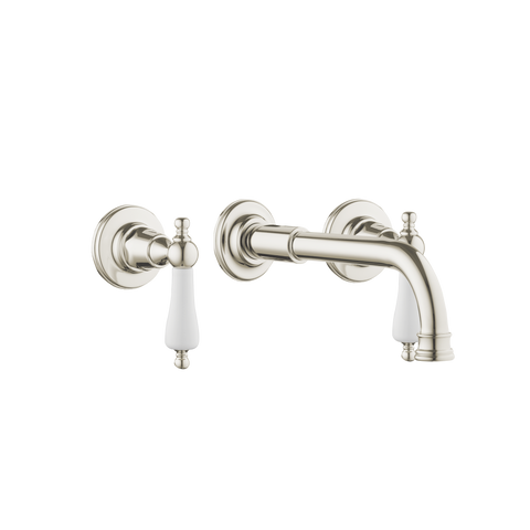 Art Deco Basin Three Hole Set - Porcelain Lever