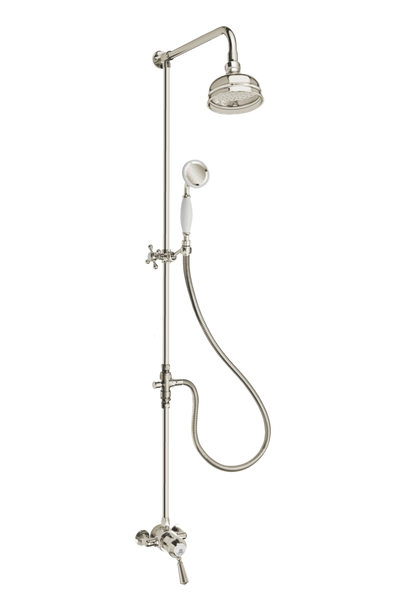 Heritage Exposed Shower System Arm Rose Diverter & Handshower - Porcelain Lever