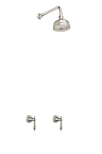Heritage Bathroom Wall Tap Shower System - Porcelain Levers