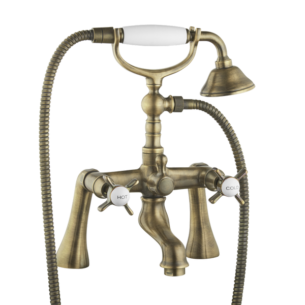 Traditional Bath Shower Mixer - Deck Mounted Metal Levers
