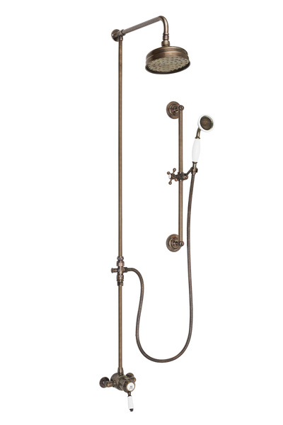 Heritage Shower System Arm Rose Diverter & Flexible Kit - Metal Lever