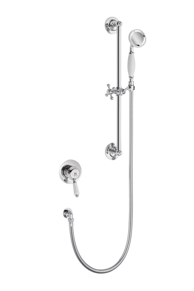 Traditional Concealed Shower With Flexible Kit - Metal Lever Gold / Porcelain Lever