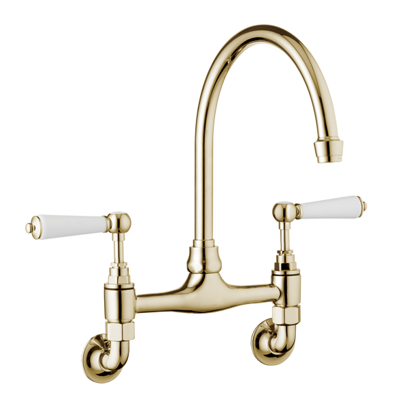 Traditional Kitchen Mixer Wall Mounted - Metal Levers