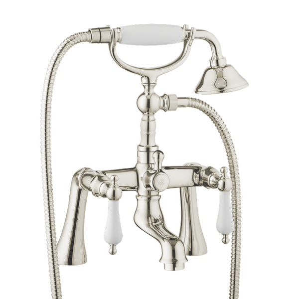 Traditional Bath Shower Mixer - Deck Mounted Porcelain Levers