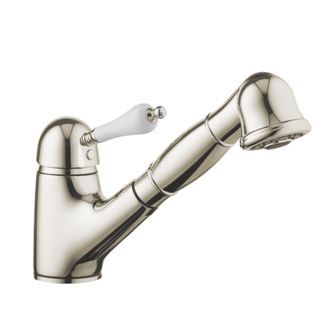 Sink Mixer with Extendable Vegie Sprayer - Porcelain Lever